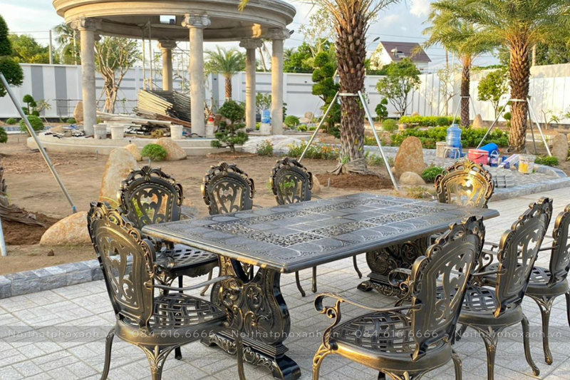 Bộ b&agrave;n ghế nh&ocirc;m đ&uacute;c ngo&agrave;i trời cao cấp BND-CC21001100D