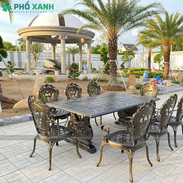 Bộ bàn ghế nhôm đúc ngoài trời cao cấp  BND-CC21001100D lựa chọn tối ưu cho  biệt thự sân vườn