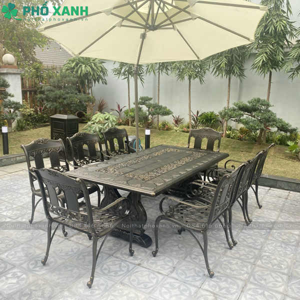 Bộ bàn ghế nhôm đúc biệt thự sân vườn cao cấp BND-CC21001100D