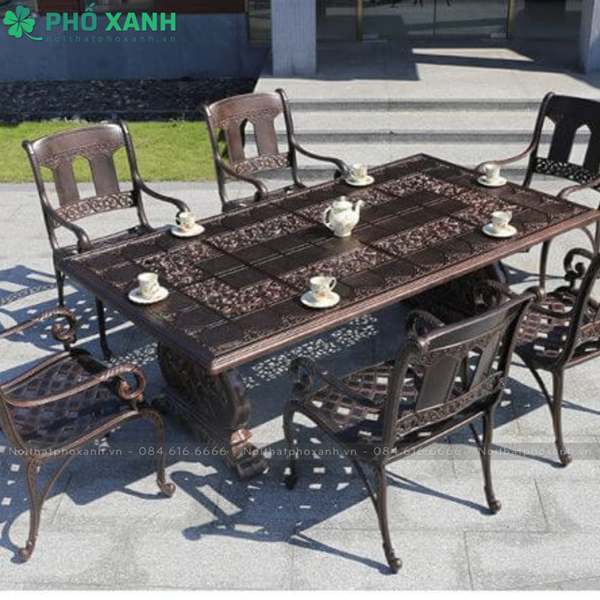 Bộ bàn ghế nhôm đúc biệt thự sân vườn cao cấp BND-CC21001100D
