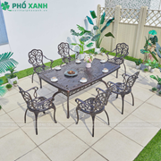 Bàn nhôm đúc sân vườn hình chữ nhật cho 6 người BND-LD165105HHD