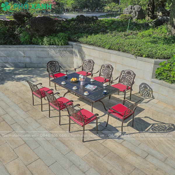 Bộ bàn ghế nhôm đúc sân vườn mặt liền BND-ML19098D