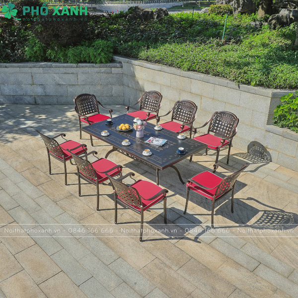 Bộ bàn ghế nhôm đúc sân vườn mặt liền BND-ML19098D