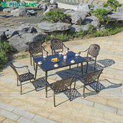 Bộ bàn ghế ngoài trời nan nhôm đúc 6 ghế BND-NN15090D