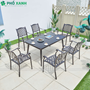 Bộ bàn ghế nhôm đúc sân vườn biệt thự nan nhôm đúc 6 ghế BND-NN15090VD