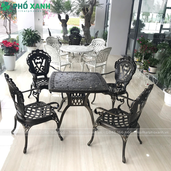 Bộ bàn ghế nhôm đúc hình vuông BND-9090CRD