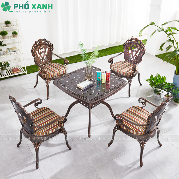 Bộ bàn ghế nhôm đúc hình vuông BND-9090CRD