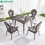 Bộ bàn ghế hình vuông nan nhôm đúc sân vườn BND-NN9090TTD