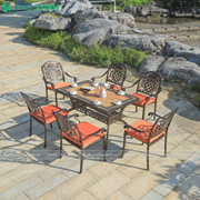 Bộ bàn ghế nhôm đúc mặt đá 6 ghế dành cho nhà hàng, sân vườn BND-MD16290D