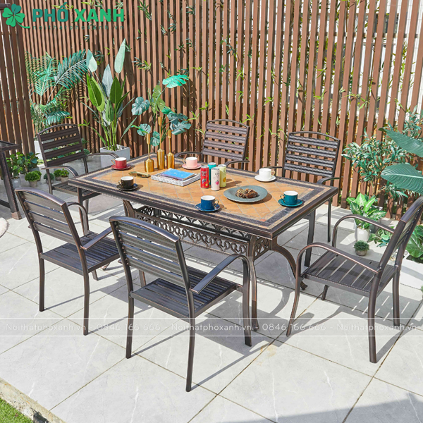 Bộ bàn ghế nhôm đúc mặt đá cho không gian nhà hàng khu nghĩ dưỡng BND-MD16290HHD