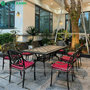 Bộ bàn ghế nhôm đúc mặt đá 8 ghế sân thượng BND-MD18998D