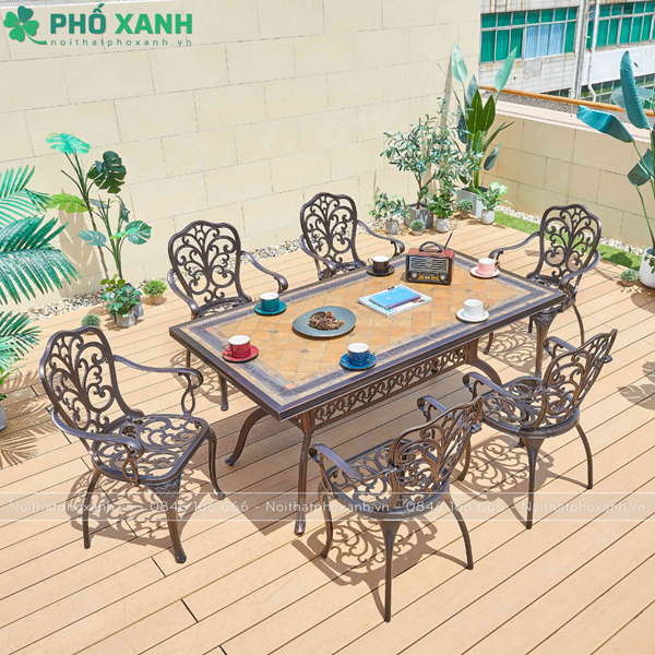 Bộ bàn ghế nhôm đúc mặt nhập khẩu đẹp BND-MD18998HHD