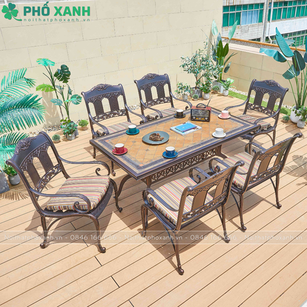 Bộ bàn ghế nhôm đúc mặt nhập khẩu đẹp BND-MD18998HHD