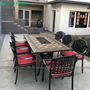 Bàn ghế nhôm đúc mặt đá ngoài trời kết hợp nướng cho 8 người BND-N18998D