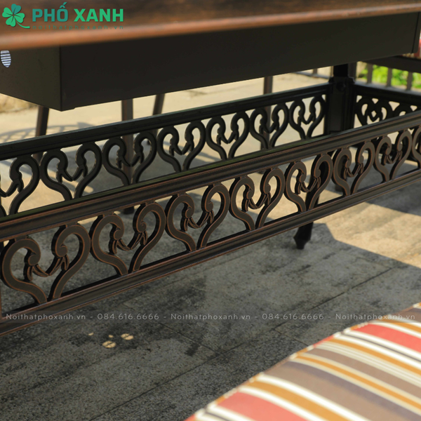 Bộ bàn ghế nhôm đúc mặt đá sân vườn kết hợp nướng điện BND-N18998TTD