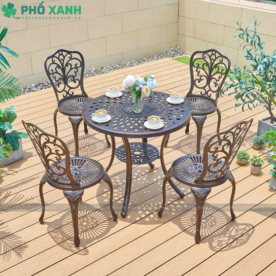 Bộ b&agrave;n ghế nh&ocirc;m đ&uacute;c s&acirc;n vườn 4 chỗ BND-80CRD