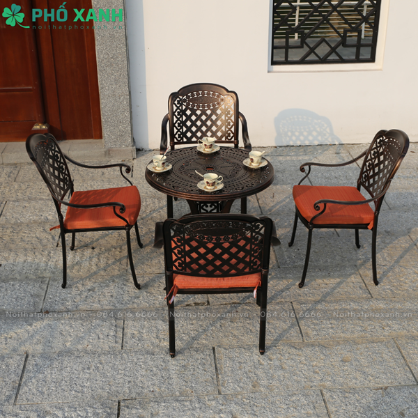 Bộ bàn ghế nhôm đúc ngoài trời 4 chỗ BND-80D