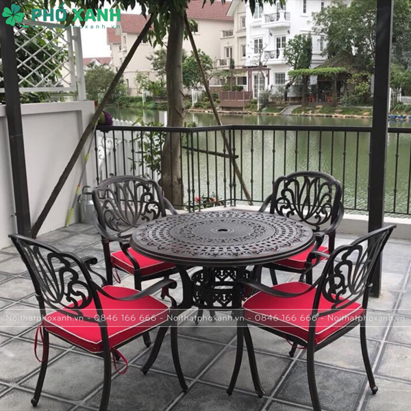 Bộ bàn ghế nhôm đúc dành cho biệt thự sân vườn BND-100D