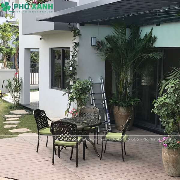Bộ bàn ghế nhôm đúc dành cho biệt thự sân vườn BND-100D