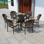 Bộ bàn ghế nhôm đúc màu đen đồng sử dụng cho sân vườn biệt thự BND-120D