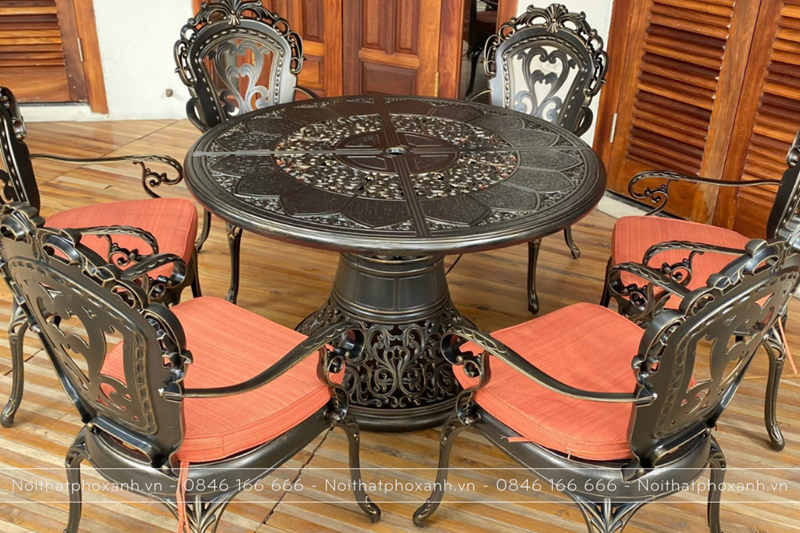 Bộ b&agrave;n ghế nh&ocirc;m đ&uacute;c cao cấp BND-123CCTTD 