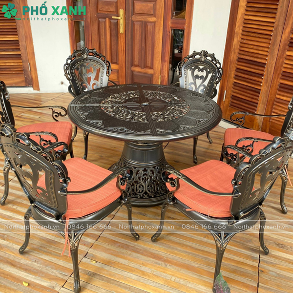Bộ bàn ghế hợp kim nhôm đúc cao cấp dành cho biệt thự sân vườn BND-123CCTTD