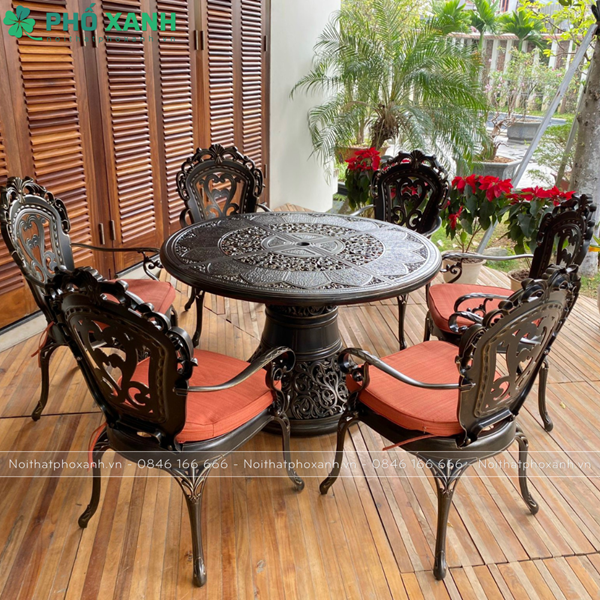 Bộ bàn ghế hợp kim nhôm đúc cao cấp dành cho biệt thự sân vườn BND-123CCTTD
