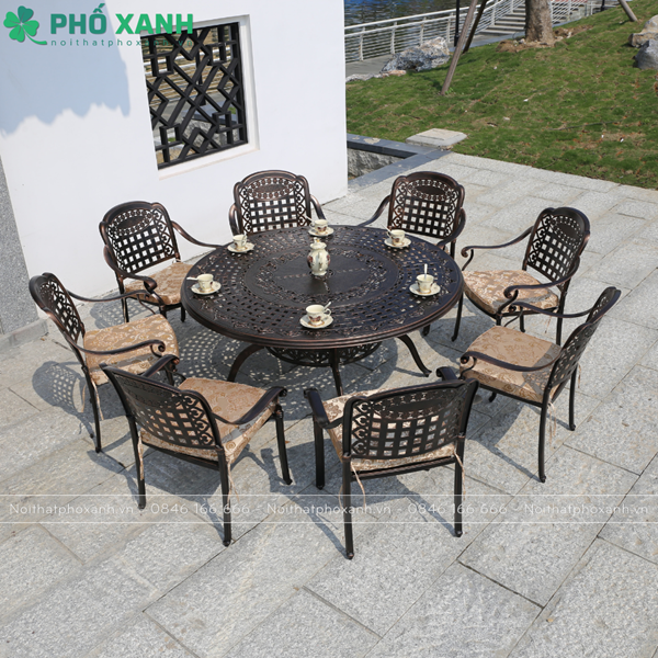 Bộ bàn ghế  sân vườn nhôm đúc BND-150D dành cho khôn gian rộng