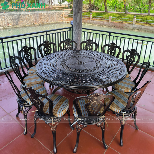 Bộ bàn ghế ngòai trời nhôm đúc BND-150NND dành cho khôn gian rộng