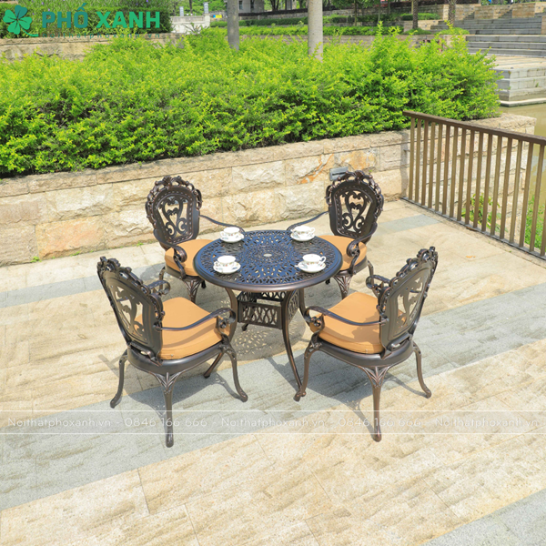 Bộ bàn ghế nhôm đúc ngoài trời BND-90TTD