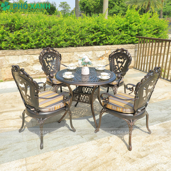 Bộ bàn ghế nhôm đúc ngoài trời BND-90TTD