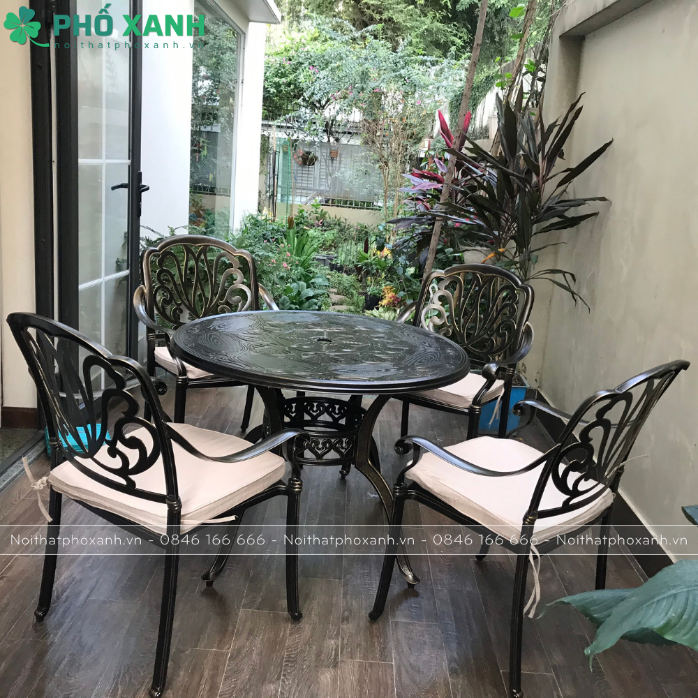 Bộ bàn ghế hợp kim nhôm đúc sơn tĩnh điện BND-HV100D