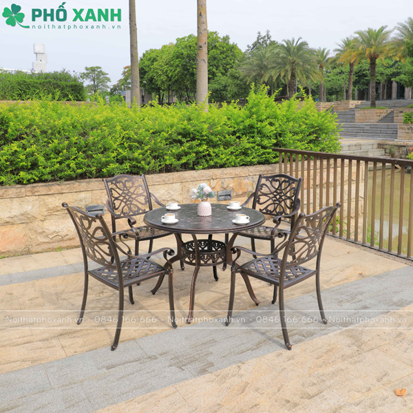 Bộ bàn ghế hợp kim nhôm đúc sơn tĩnh điện BND-HV100D