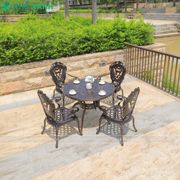 Bộ bàn ghế tròn hợp kim nhôm đúc sơn tĩnh điện BND-HV100TTD