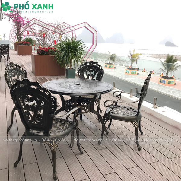 Bộ bàn ghế tròn hợp kim nhôm đúc sơn tĩnh điện BND-HV100TTD