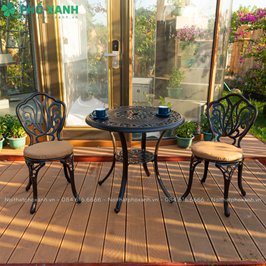 Bộ bàn ghế hợp kim nhôm đúc sân vườn ngoài trời BND-HV80NND