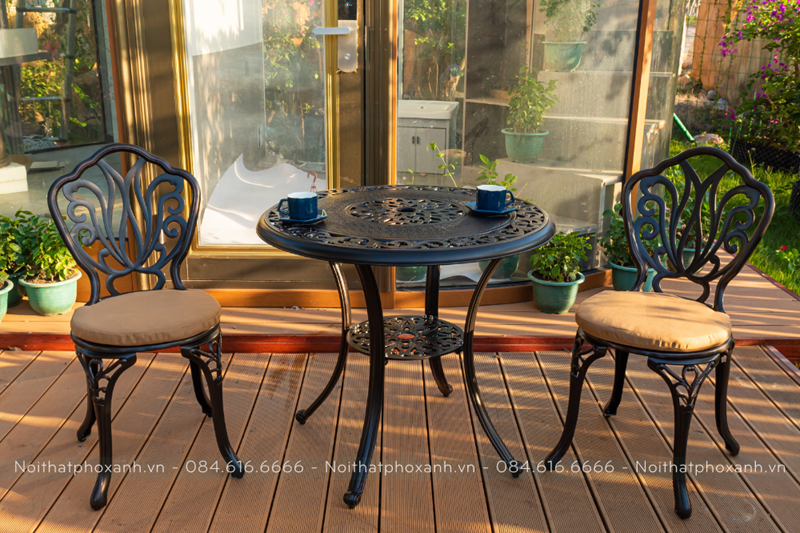 bộ b&agrave;n ghế hợp kim nh&ocirc;m đ&uacute;c s&acirc;n vườn