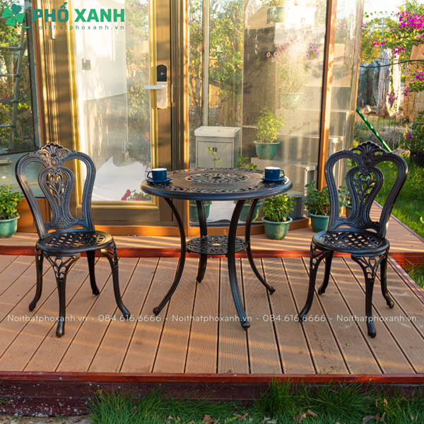 Bộ bàn ghế hợp kim nhôm đúc sân vườn ngoài trời BND-HV80NND