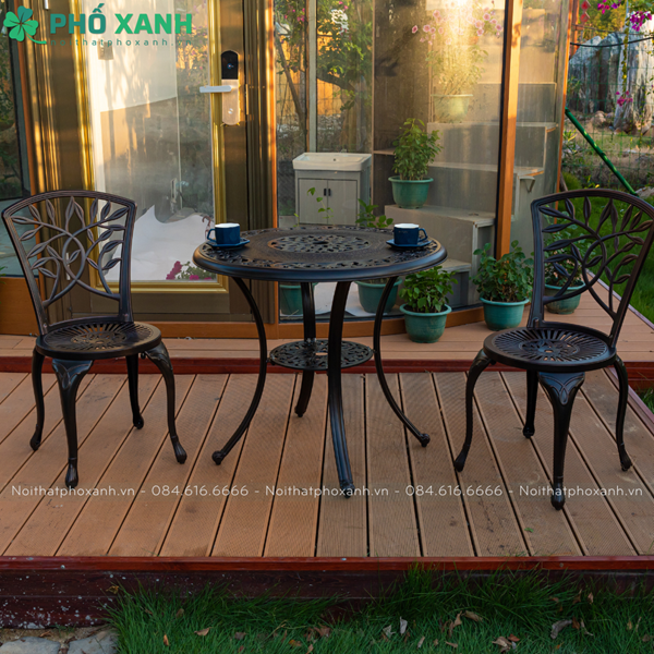 Bộ bàn ghế hợp kim nhôm đúc sân vườn ngoài trời BND-HV80NND