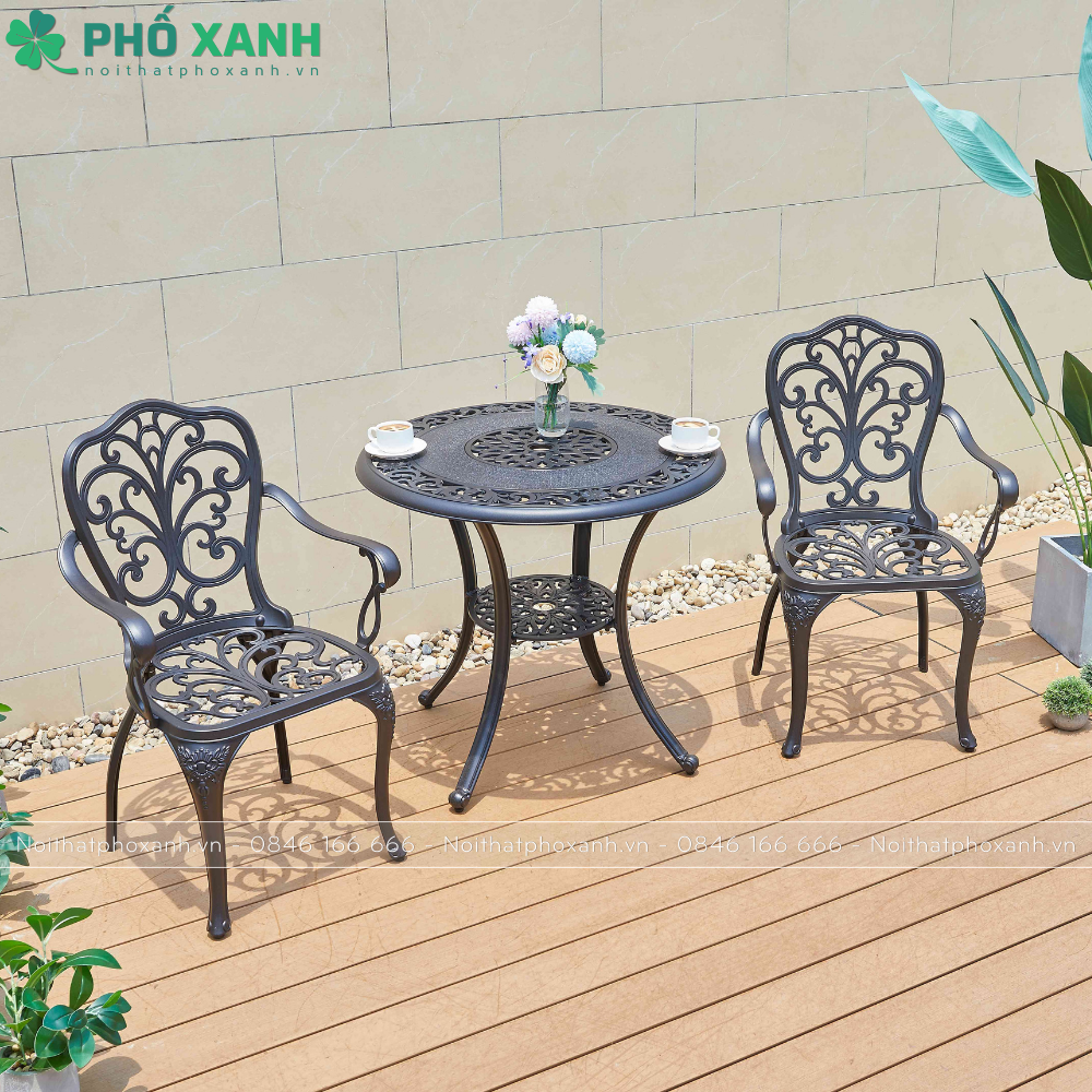 Bộ bàn ghế sân vườn hợp kim nhôm đúc BND-HV80HHD