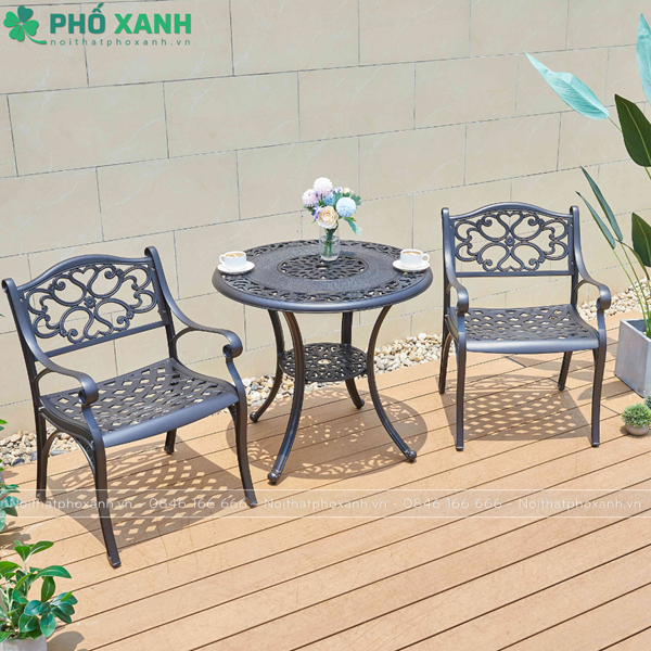 Bộ bàn ghế sân vườn hợp kim nhôm đúc BND-HV80HHD