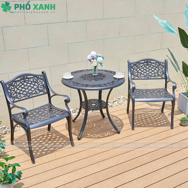 Bộ bàn ghế sân vườn hợp kim nhôm đúc BND-HV80HHD