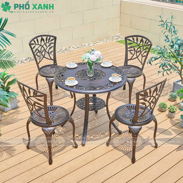 Bộ bàn ghế ngòai trời hợp kim nhôm đúc BND-HV80NND