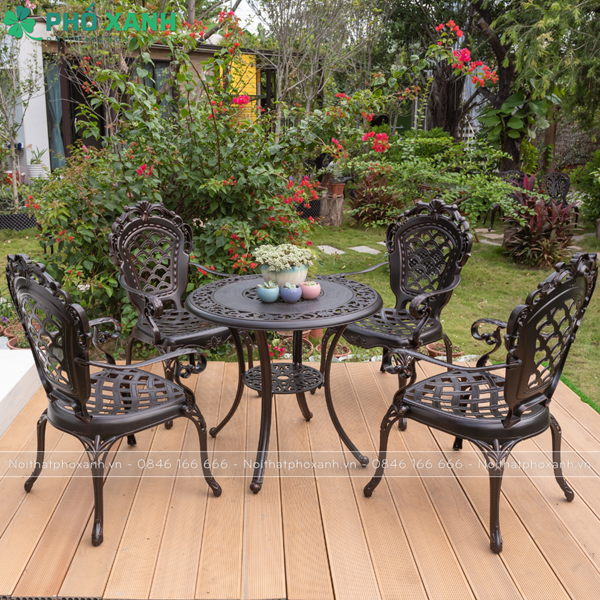 Bộ b&agrave;n ghế ng&ograve;ai trời hợp kim nh&ocirc;m đ&uacute;c BND-HV80TTD