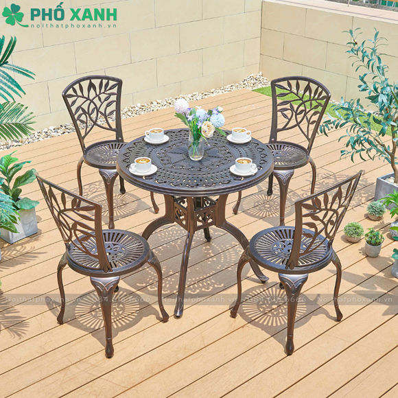 Bộ b&agrave;n ghế nh&ocirc;m đ&uacute;c ngo&agrave;i trời 4 chỗ BND-80D