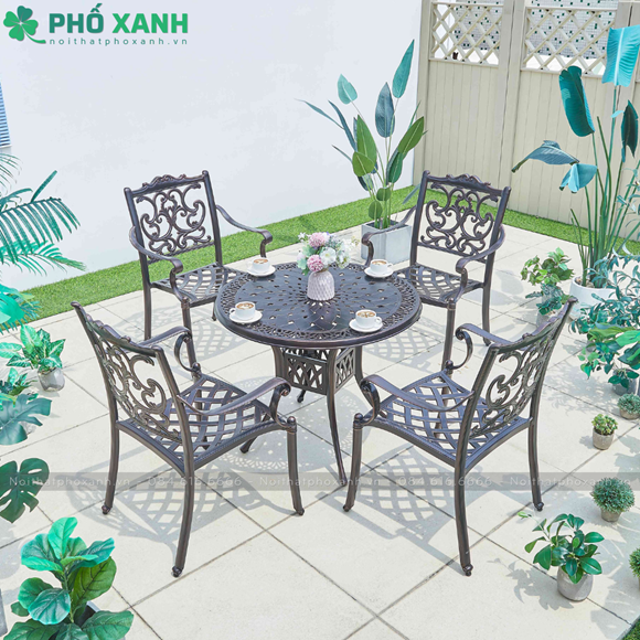 Bộ b&agrave;n ghế nh&ocirc;m đ&uacute;c s&acirc;n vườn BND-90CRD