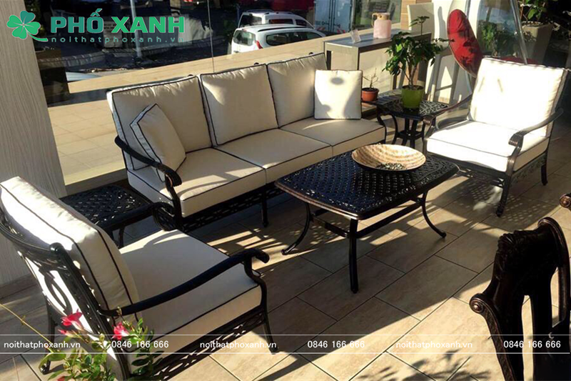 Bộ b&agrave;n ghế sofa hợp kim nh&ocirc;m đ&uacute;c s&acirc;n vườn SF-ND