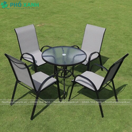 Bộ bàn ghế cafe ngoài trời lưới Textilene khung thép BFE-80T