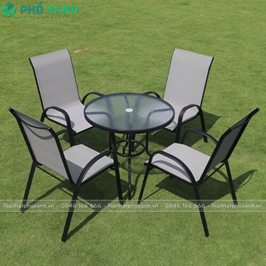 Bộ bàn ghế cafe ngoài trời lưới Textilene khung thép BFE-80T