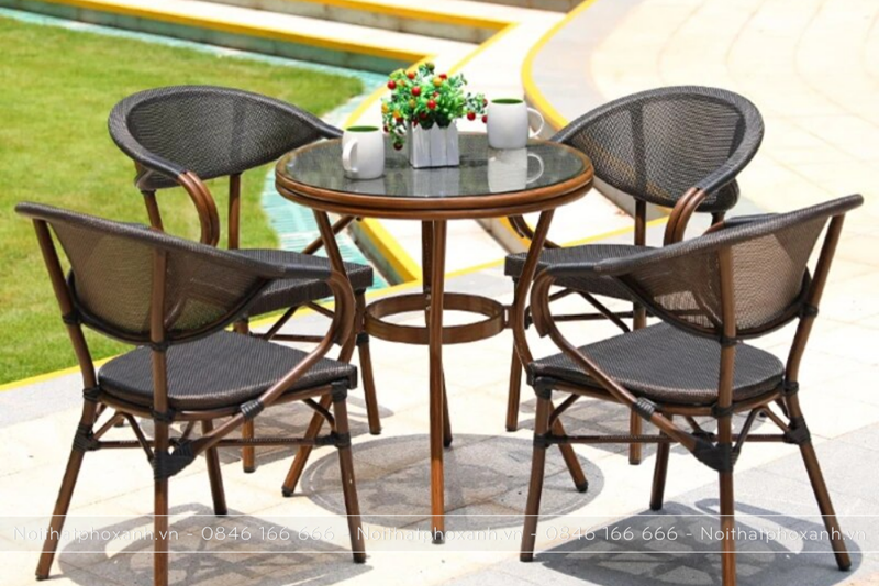 Bộ b&agrave;n ghế cafe s&acirc;n vườn Textilene giả cổ GL-GCD
